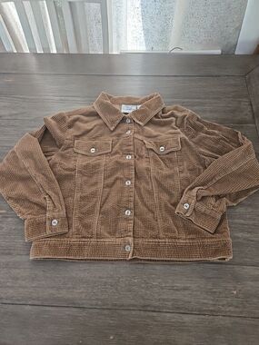 Vintage 90s Studio Ease Brown Corduroy Trucker Jacket 100% Cotton Women's